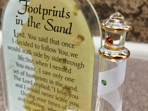 Footprints In The Sand Lighthouse Glass Figurine
