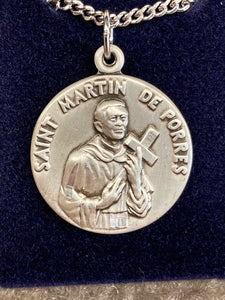 Saint Martin De Porres Silver Pendant And Chain