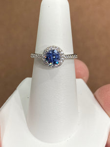 Blue Swarovski Zirconia Silver Ring