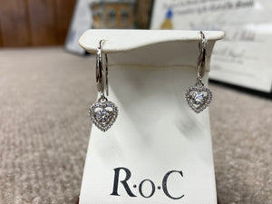 Silver Heart Dangle Earrings Shimmer Swarovski Zirconia