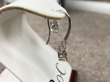 Load image into Gallery viewer, Silver Heart Dangle Earrings Shimmer Swarovski Zirconia