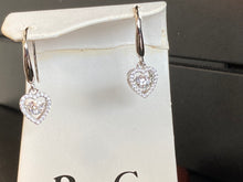 Load image into Gallery viewer, Silver Heart Dangle Earrings Shimmer Swarovski Zirconia