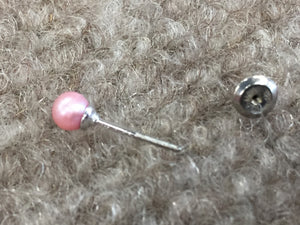 Pink Pearl Silver Baby Earrings
