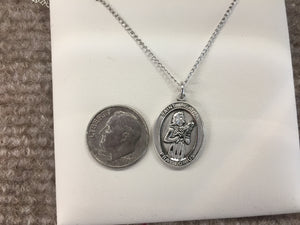 Saint Agatha Nurse Silver Pendant With Chain Religious