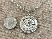 Load image into Gallery viewer, Saint Anthony Silver Pendant With 24 Inch Silver Rope Chain Religious