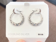Load image into Gallery viewer, Silver Diamond Cut Hoop Earrings