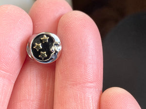 Moon And Stars Silver Bead