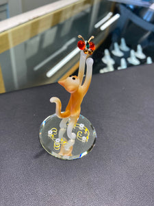 Cat And Butterfly Glass Figurine