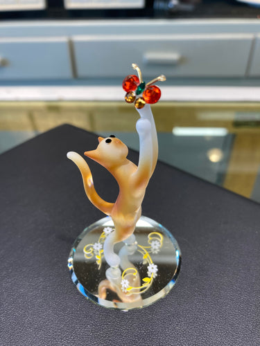 Cat And Butterfly Glass Figurine