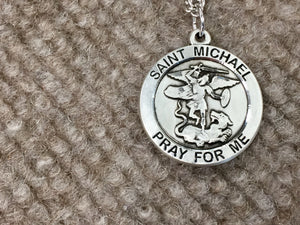 Saint Michael Silver Pendant And Chain