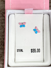 Load image into Gallery viewer, Butterfly Sterling Silver Baby/Child Earrings Threaded Backs
