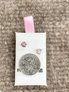 Pink Cubic Zirconia Silver Baby Earrings