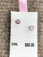 Cargar imagen en el visor de la galería, Pink Cubic Zirconia Silver Baby Earrings
