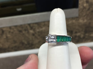 Silver Green Onyx And Cubic Zirconia Ring By John Kennedy