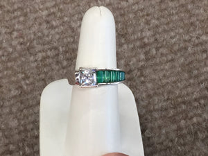 Silver Green Onyx And Cubic Zirconia Ring By John Kennedy