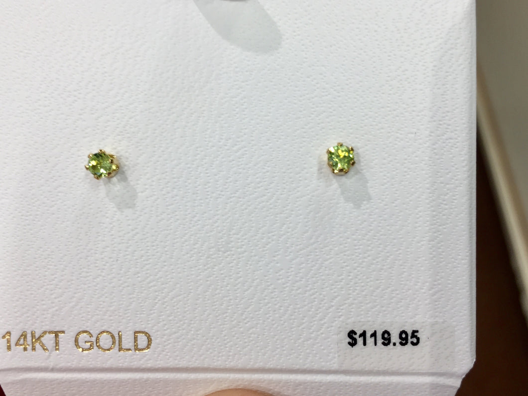 Peridot Gold Stud Earrings