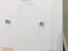 Load image into Gallery viewer, Blue Topaz 14 K Gold Small Stud Earrings