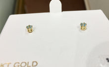 Load image into Gallery viewer, Blue Topaz 14 K Gold Small Stud Earrings