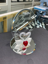 Load image into Gallery viewer, Swans With Heart Together Forever And Always Glass Figurine