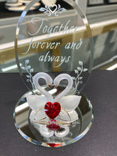 Laden Sie das Bild in den Galerie-Viewer, Swans With Heart Together Forever And Always Glass Figurine