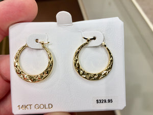 Diamond Cut Gold Hoop Earrings