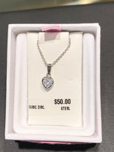 Load image into Gallery viewer, Silver Cubic Zirconia Heart Necklace