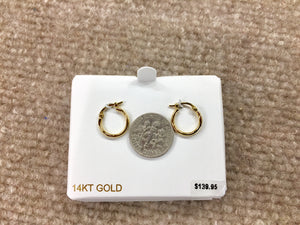 14 K Yellow Gold Small Hoop Earrings