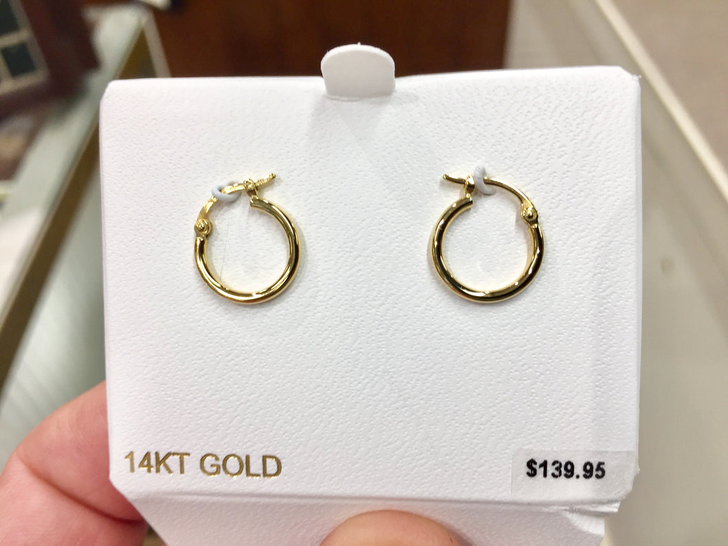 14 K Yellow Gold Small Hoop Earrings