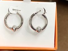 Load image into Gallery viewer, Cape Cod Silver Cubic Zirconia Hoop Earrings