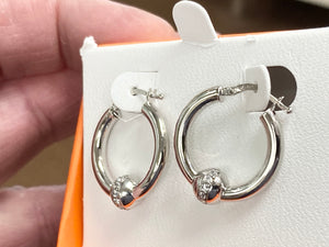 Cape Cod Silver Cubic Zirconia Hoop Earrings