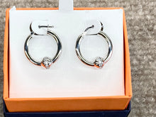 Load image into Gallery viewer, Cape Cod Silver Cubic Zirconia Hoop Earrings