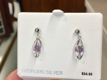 Load image into Gallery viewer, Caged Amethyst Sterling Silver Dangle Stud Earrings