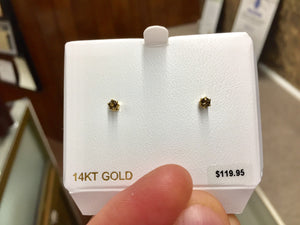 14K Gold Smokey Quartz Earrings