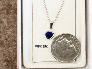 Blue Cubic Zirconia Silver Heart Children's Pendant