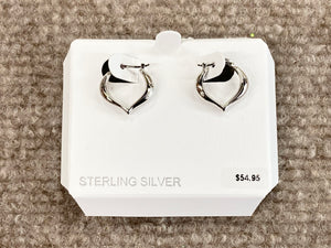 Sterling Silver Heart Shaped Hoop Earrings