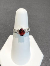 Charger l&#39;image dans la galerie, Garnet And Cubic Zirconia Silver Ring