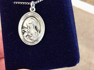 Saint Theresa Sterling Silver Medal With 18 Inch Chain Religious
