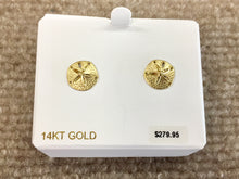Load image into Gallery viewer, Sand Dollar 14K Yellow Gold Earrings