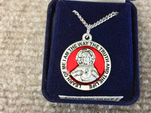 Cargar imagen en el visor de la galería, Red Scapular Silver Medal With 24 Inch Silver Chain Religious