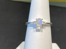Load image into Gallery viewer, Rainbow Moonstone &amp; Diamond Silver Ring