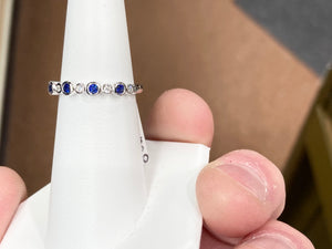 Sapphire And Diamond Silver Ring