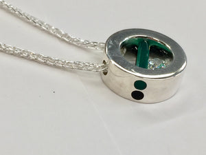 Silver Green And Black Onyx Cubic Zirconia Pendant
