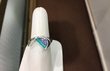 Load image into Gallery viewer, Glacier Blue Onyx And Lavender Cubic Zirconia Silver Ring