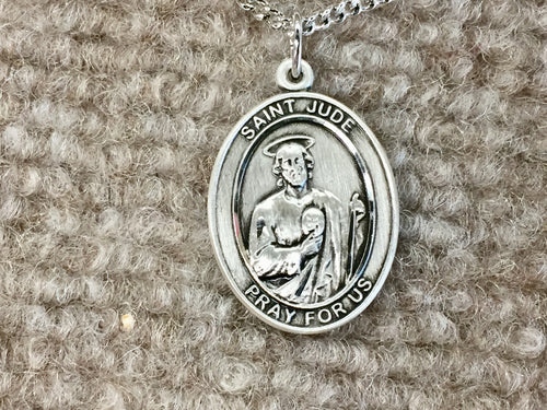 Saint Jude Silver Pendant With Silver Chain Religious