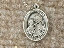 Cargar imagen en el visor de la galería, Saint Joseph Silver Pendant With 18 Inch Chain Religious