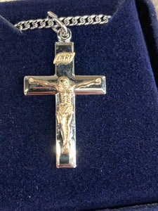 Two Tone Crucifix With Silver Chain Religious
