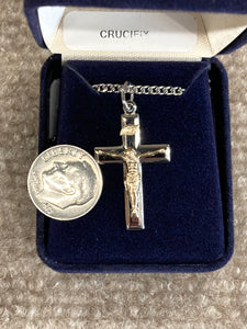 Two Tone Crucifix With Silver Chain Religious
