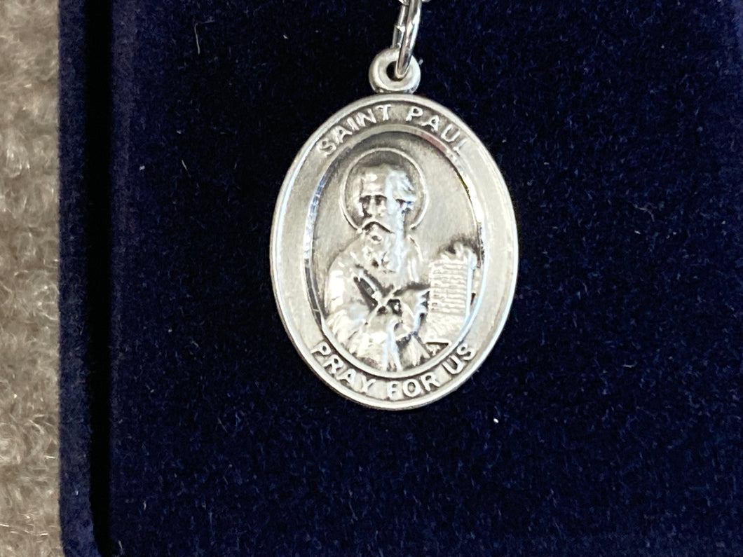 Saint Paul Silver Pendant With 18 Inch Curb Chain Religious