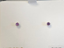 Load image into Gallery viewer, Amethyst Round 14K Yellow Gold Earrings