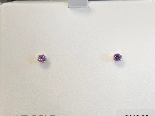 Amethyst Round 14K Yellow Gold Earrings